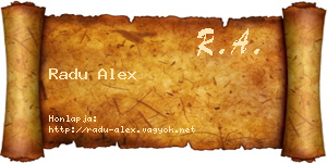 Radu Alex névjegykártya